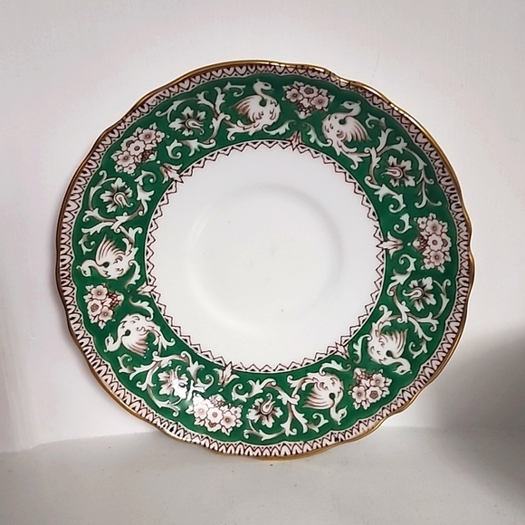 Crown Staffordshire Ellesmere Green Teacup & Saucer - Fine Bone China - Picture 3 of 6